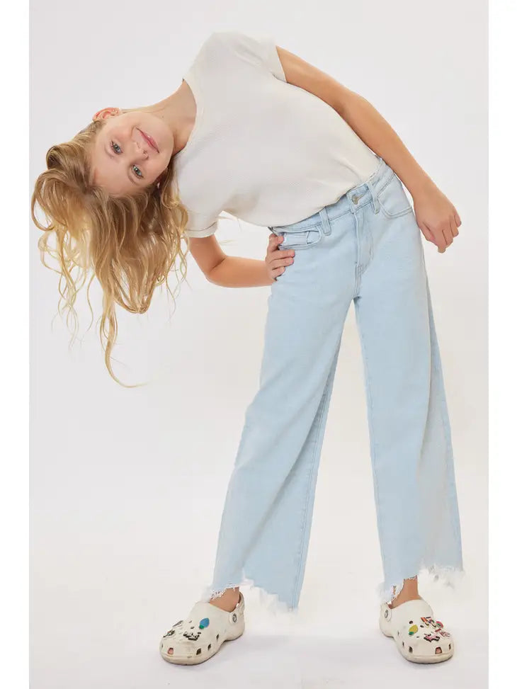 KanCan Girls YCWD50004L Kids High Rise Wide Leg Jeans Light Wash – Poppeas  A Unique Boutique