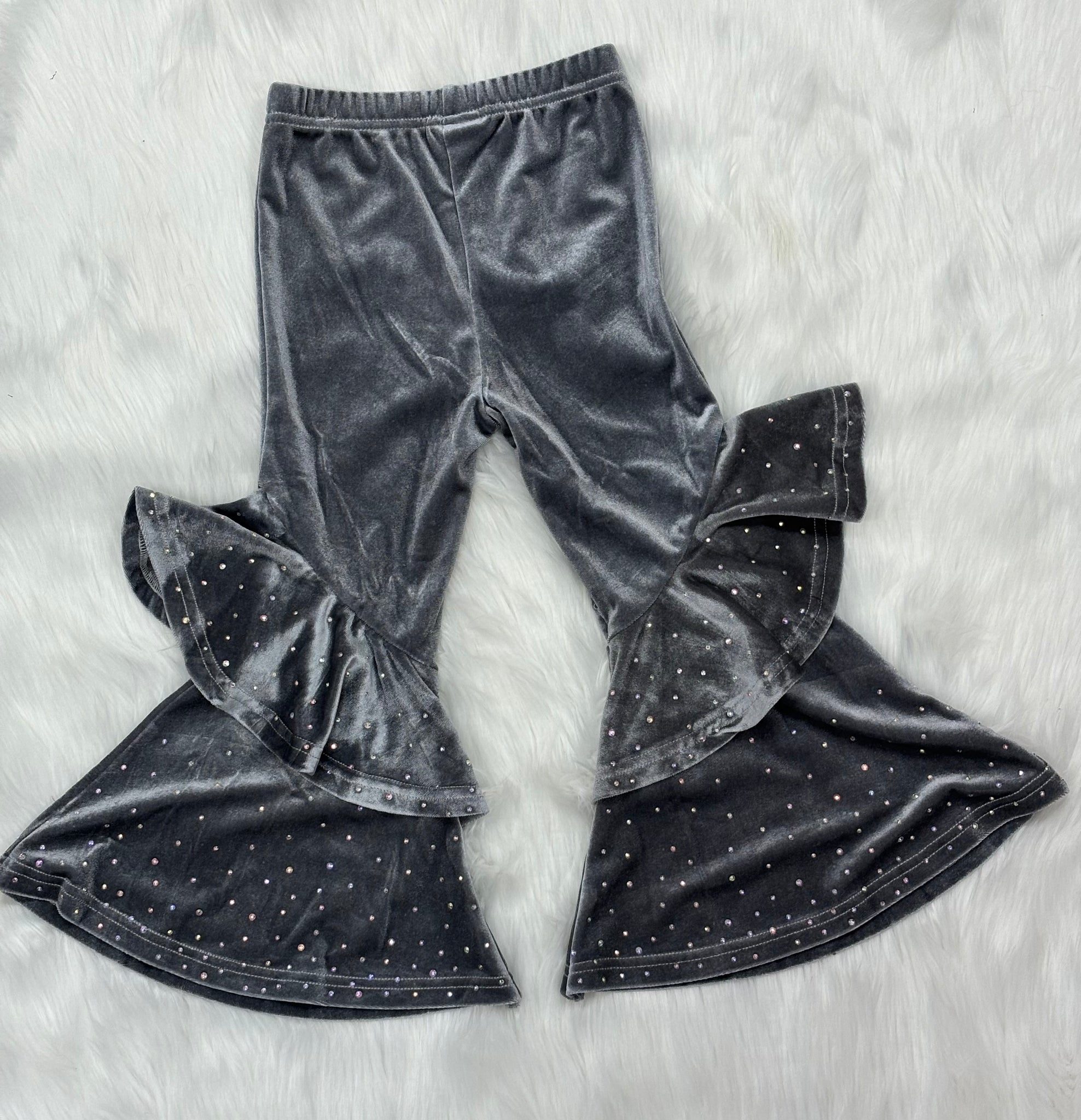 ML Kids Velour Bell Bottoms with Crystal Accents LG0039