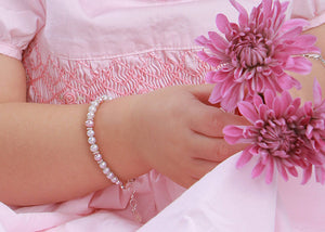 Girls Sterling Silver Pearl Baby Bracelet or Kids Jewelry: Medium 1-5 Years
