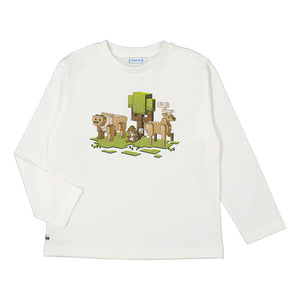 Mayoral 4054-89 Natural Lego Animal Long Sleeve Tshirt (STHE)