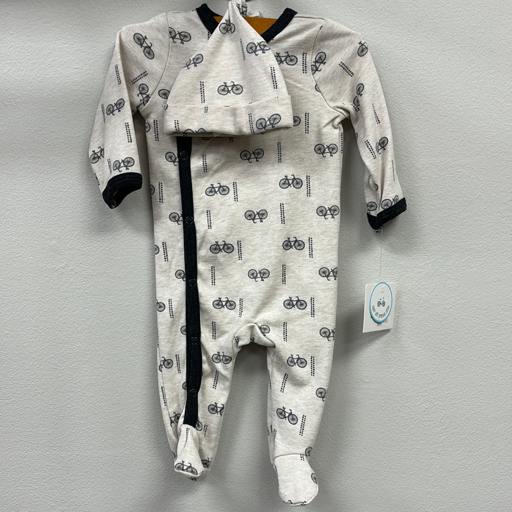 Asher and Olivia Bicycle Baby Onesie and Hat (HE)