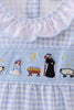 ABBY & EVIE Blue Nativity Embroidery Pants Set 112563