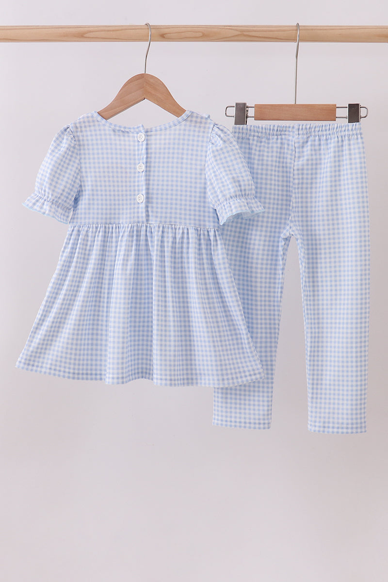 ABBY & EVIE Blue Nativity Embroidery Pants Set 112563