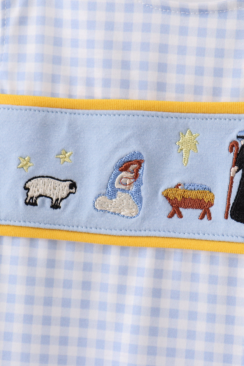 ABBY & EVIE Blue Nativity Embroidery JonJon 112564