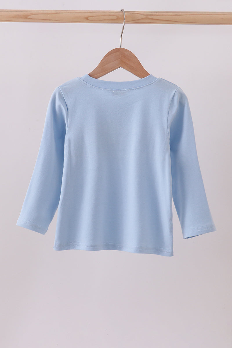 ABBY & EVIE Light Blue Nativity Embroidery Top 112565