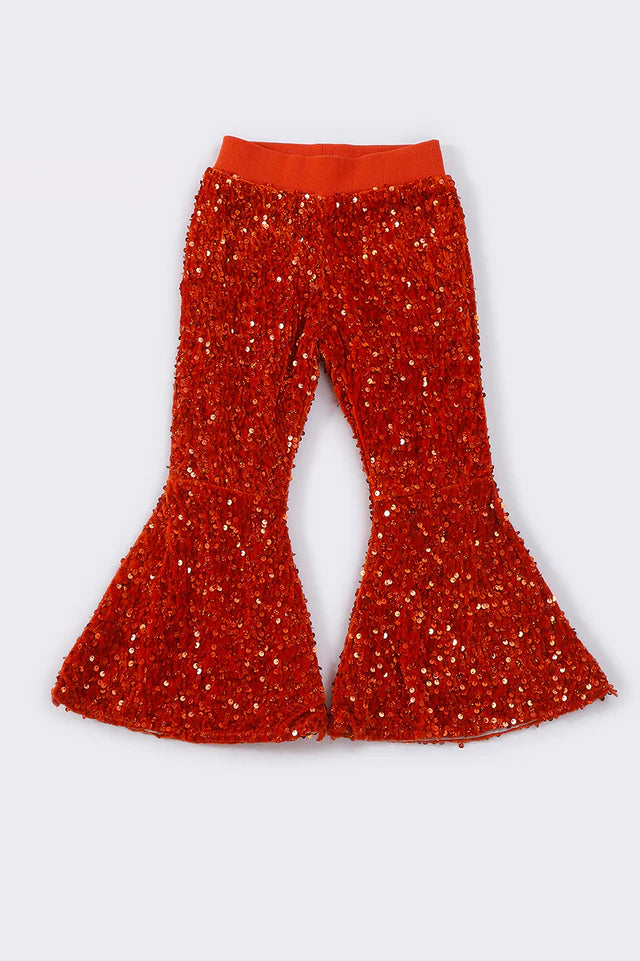 ABBY & EVIE ORANGE SEQUIN BELL BOTTOM 220607