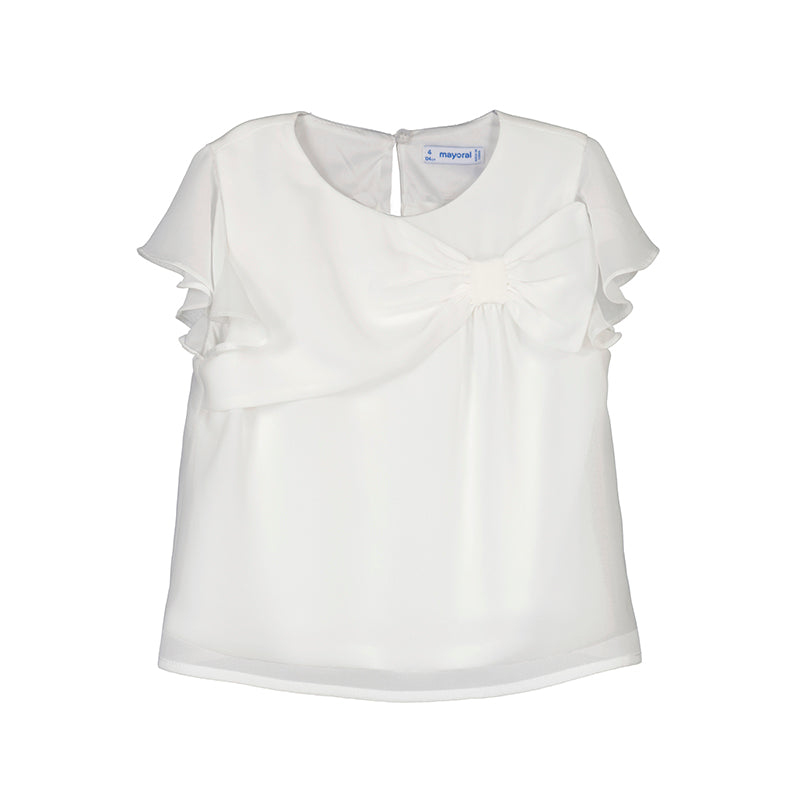 Maryoral 3182-061 White Lined Organza Dressy Blouse (HE)