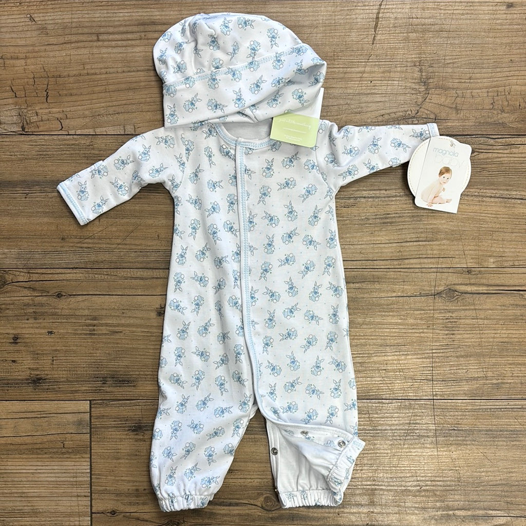 Magnolia Baby Blue Bunnies Convertible  Gown and Hat Set (STHE)