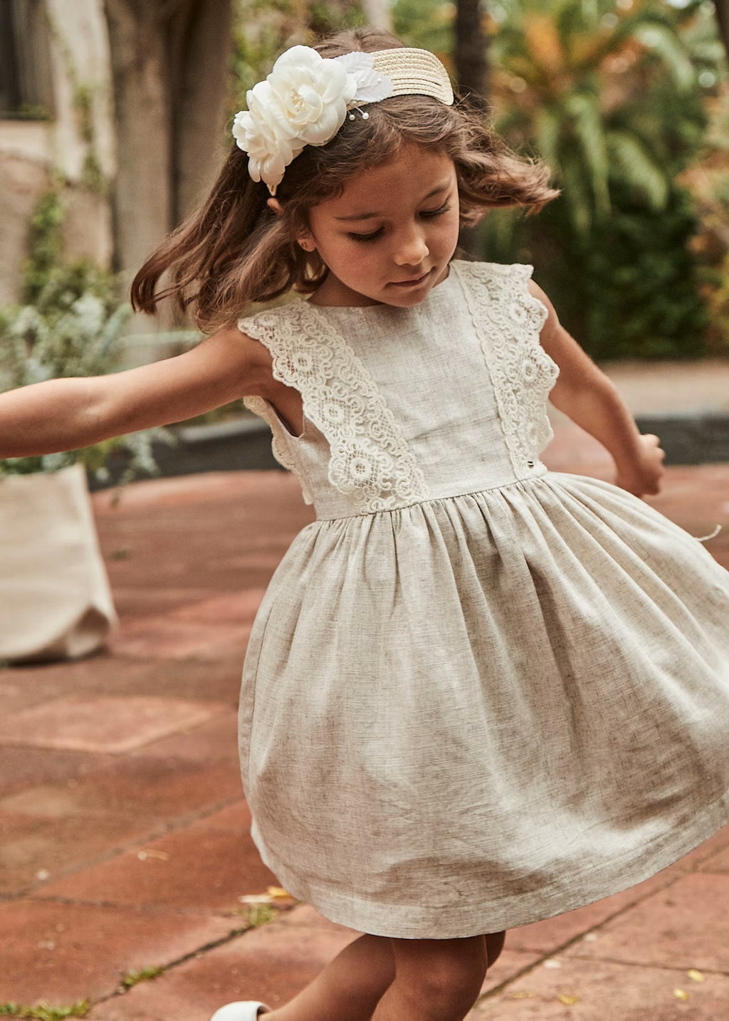 Mayoral 3910-31 Khaki and Lace Dress (HE)