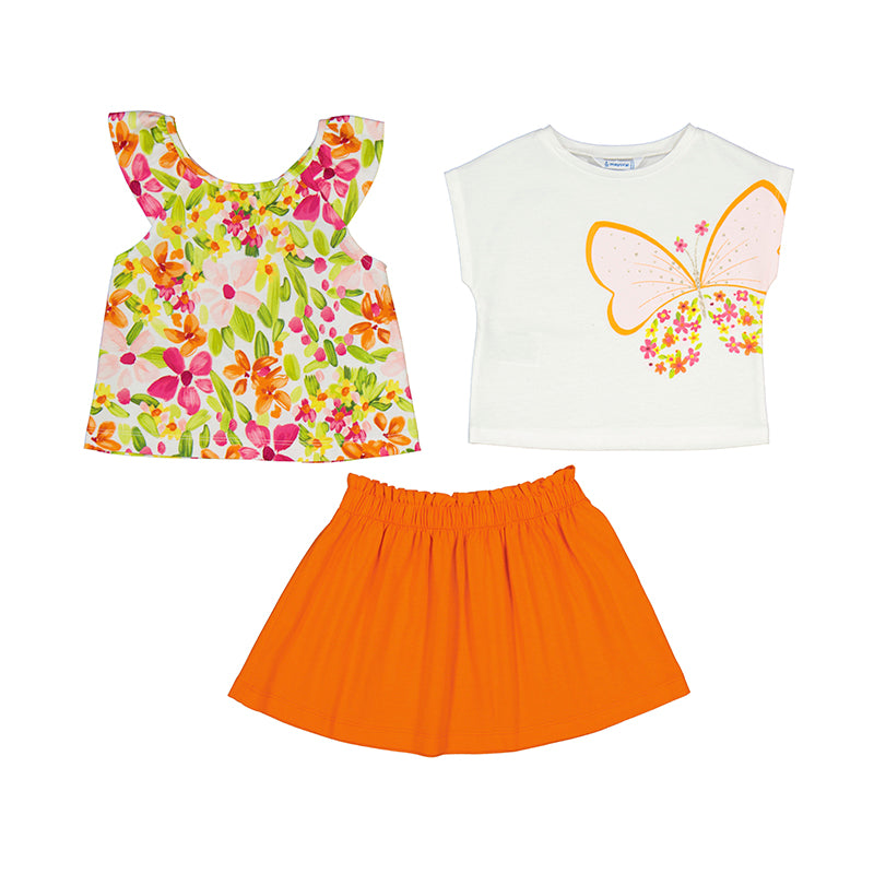 Mayoral 3954-60 Orange Three Piece Skirt Set (STHE)