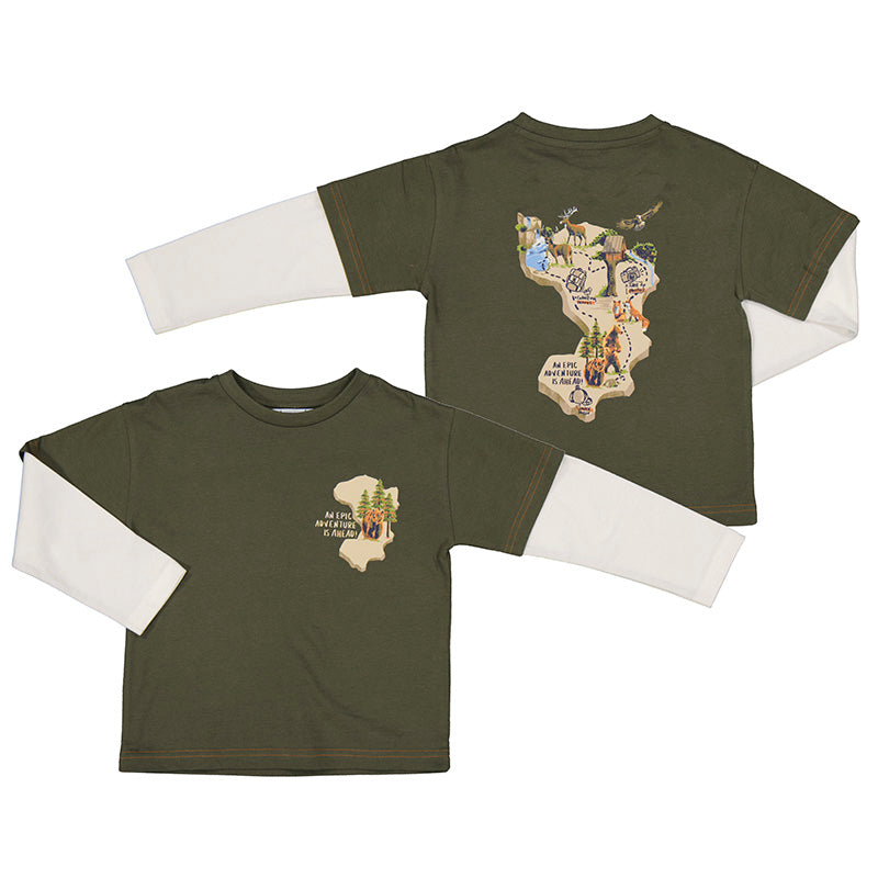 Mayoral 4022 Layered Long Sleeve T-Shirt with Continent (STHE)