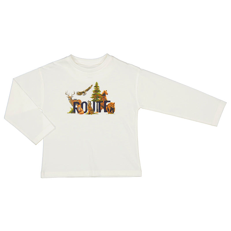 Mayoral 4021-54 Cream Long Sleeve Graphic Shirt