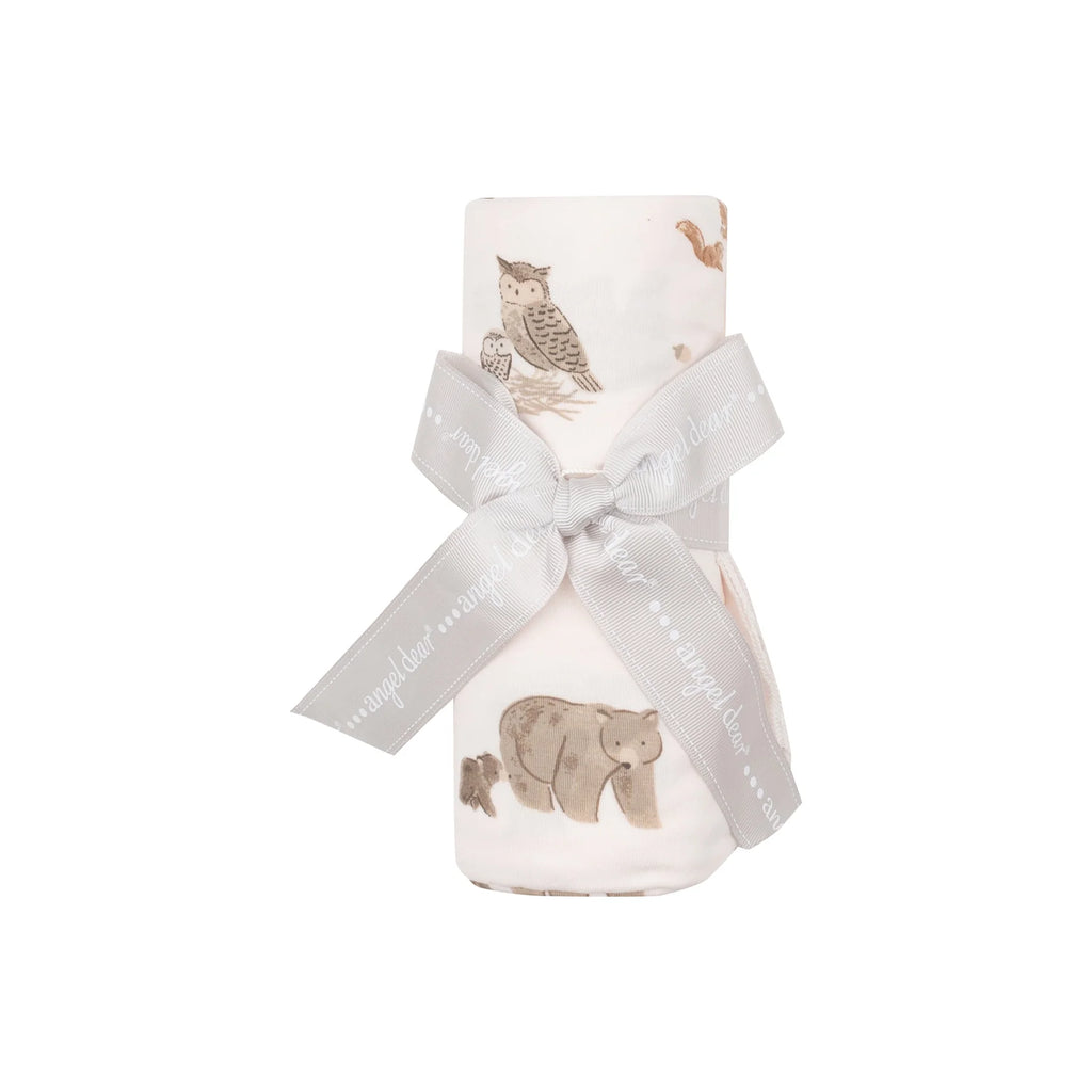 Angel Dear Mixed Woodland Animals Pink Swaddle Blanket (HE)