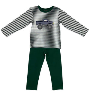 Banana Split FW23-406 Monster Truck Applique Boys Pant Set