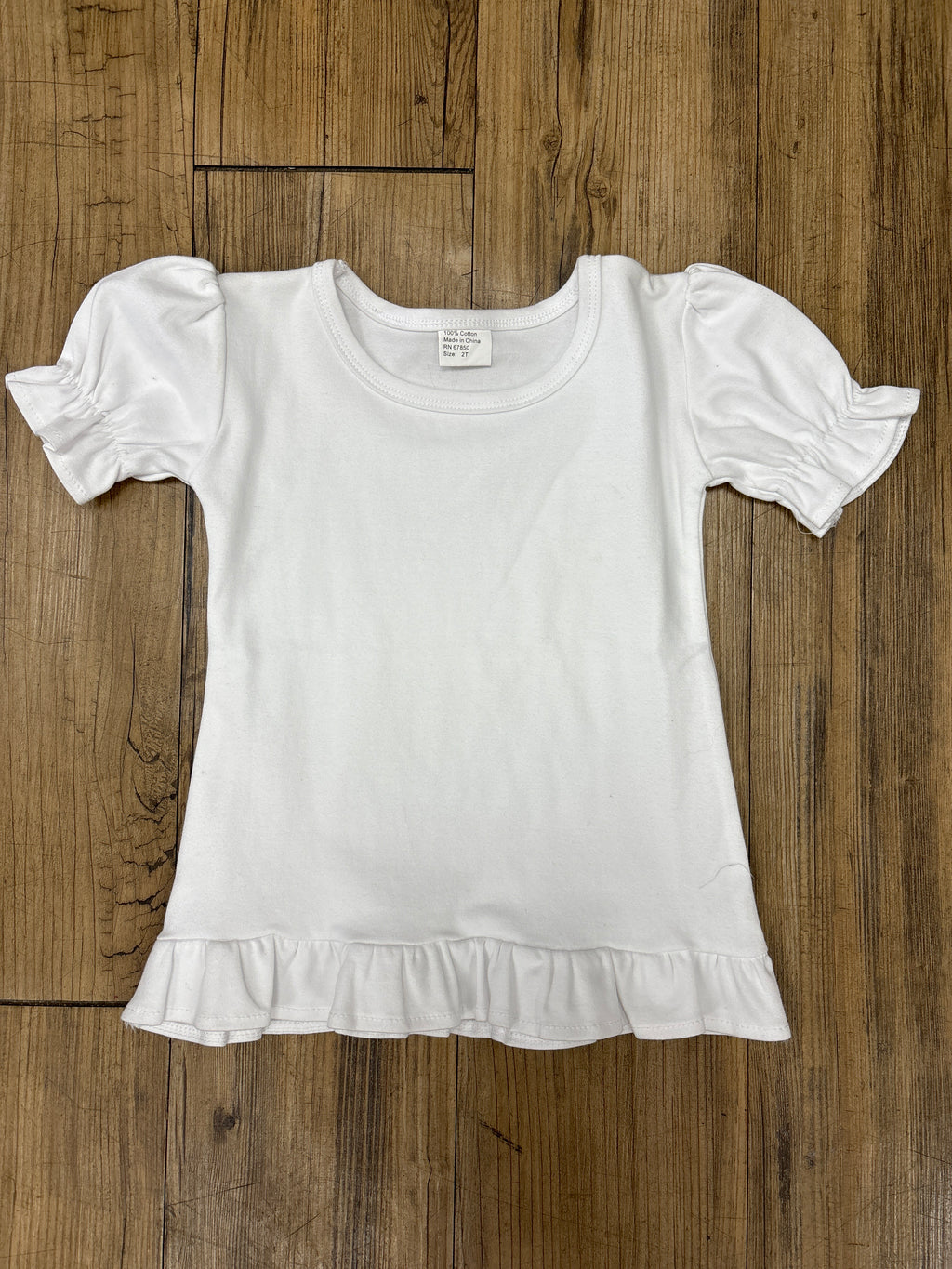 Honeydew White Short Sleeve Tunic Shirt with Ruffles RN 67850
