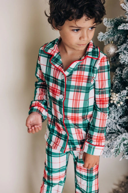 Sugar Bee XMASPLAIDBD Christmas Plaid Button Down PJ's