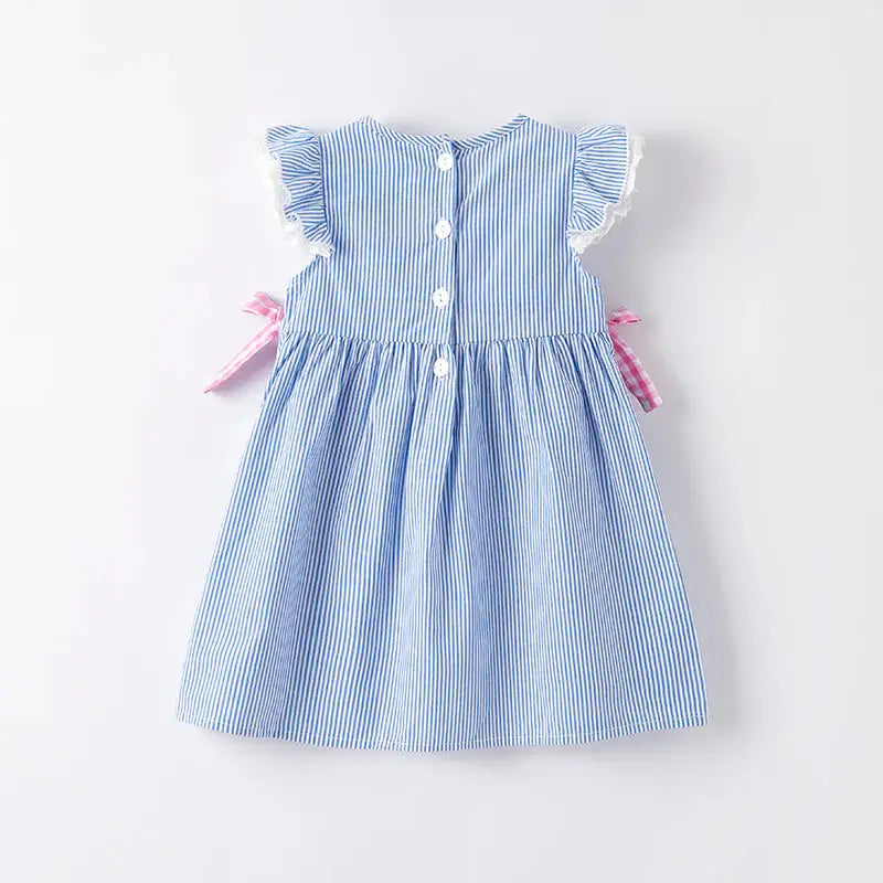 Auraquise Back To School Blue Stripes Pencil Applique Dress