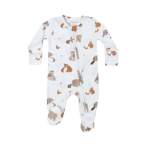 Angel Dear, Mixed Woodland Animals Blue- 2 Way Zipper Footie (STHE)