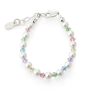Sterling Silver Multi Crystal Pearl Baby & Kids Bracelet: Medium 1-5 Years