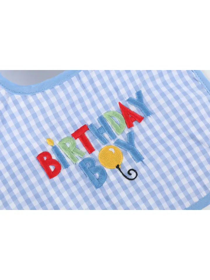 Lil Cactus Blue Gingham "Birthday Boy" Bib (STHE)