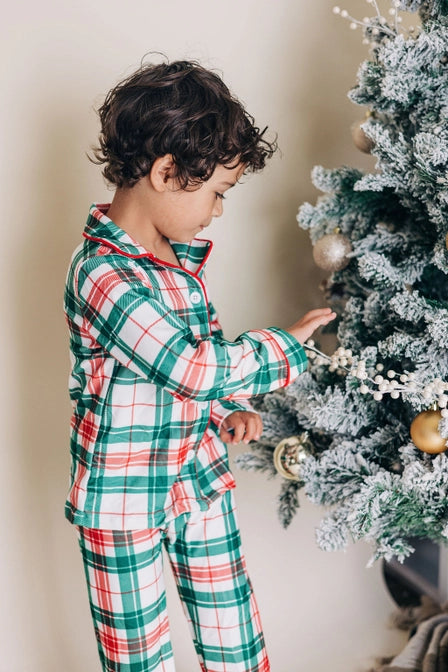 Sugar Bee XMASPLAIDBD Christmas Plaid Button Down PJ's