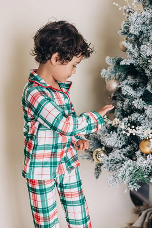 Sugar Bee XMASPLAIDBD Christmas Plaid Button Down PJ's