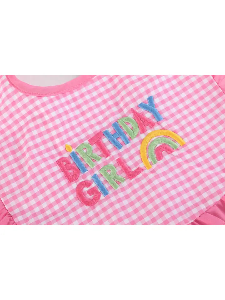 Lil Cactus Pink Gingham "Birthday Girl" Bib