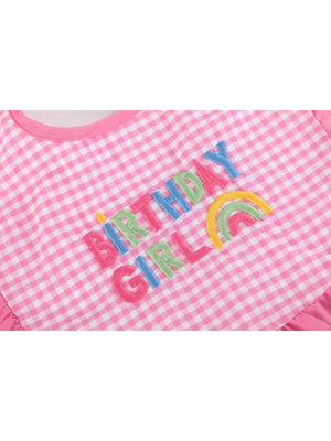 Lil Cactus Pink Gingham "Birthday Girl" Bib