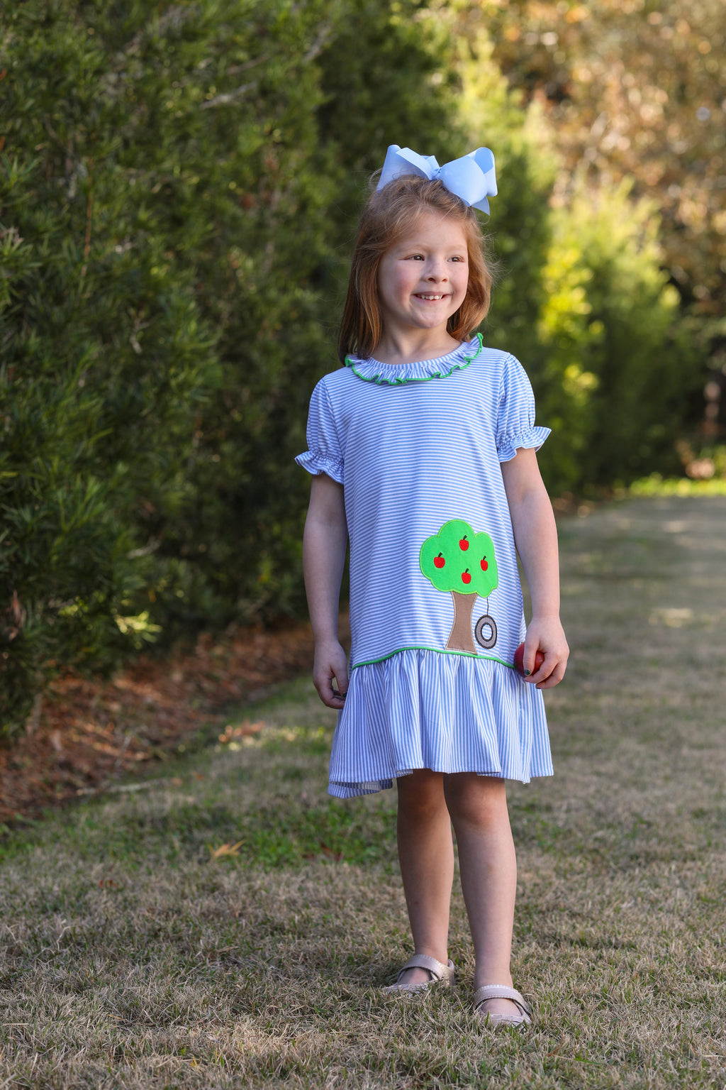 Trotter Street Kids Apple Tree & Tire Swing Drop Waist Dress TSK-00712 (HE)