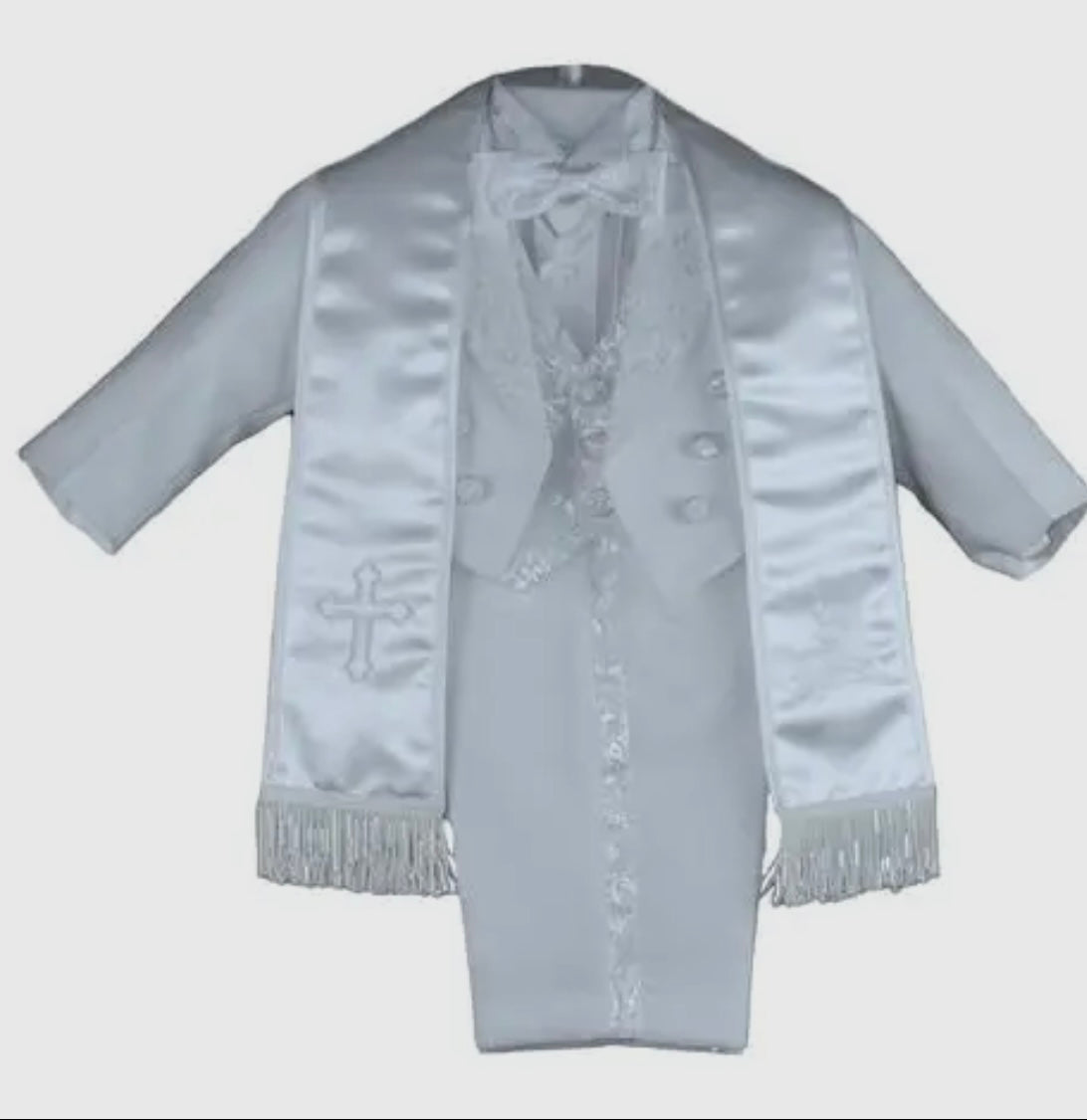 Isaac Mizrahi 156 White Christening Tux with Cross