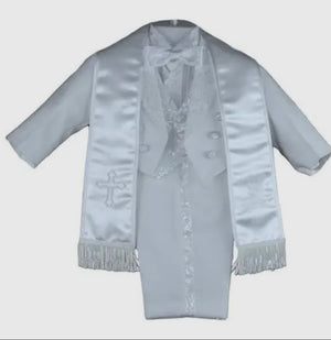Isaac Mizrahi 156 White Christening Tux with Cross