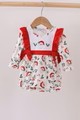ABBY & EVIE RED SANTA CLAUS EMBRODIERY RUFFLE BUBBLE MC505553