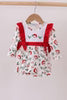 ABBY & EVIE RED SANTA CLAUS EMBRODIERY RUFFLE BUBBLE MC505553