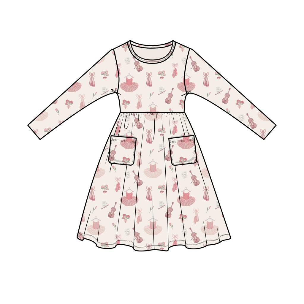 Angel Dear 544F3BAE Ballet Twirly Long Sleeve Dress (STHE)