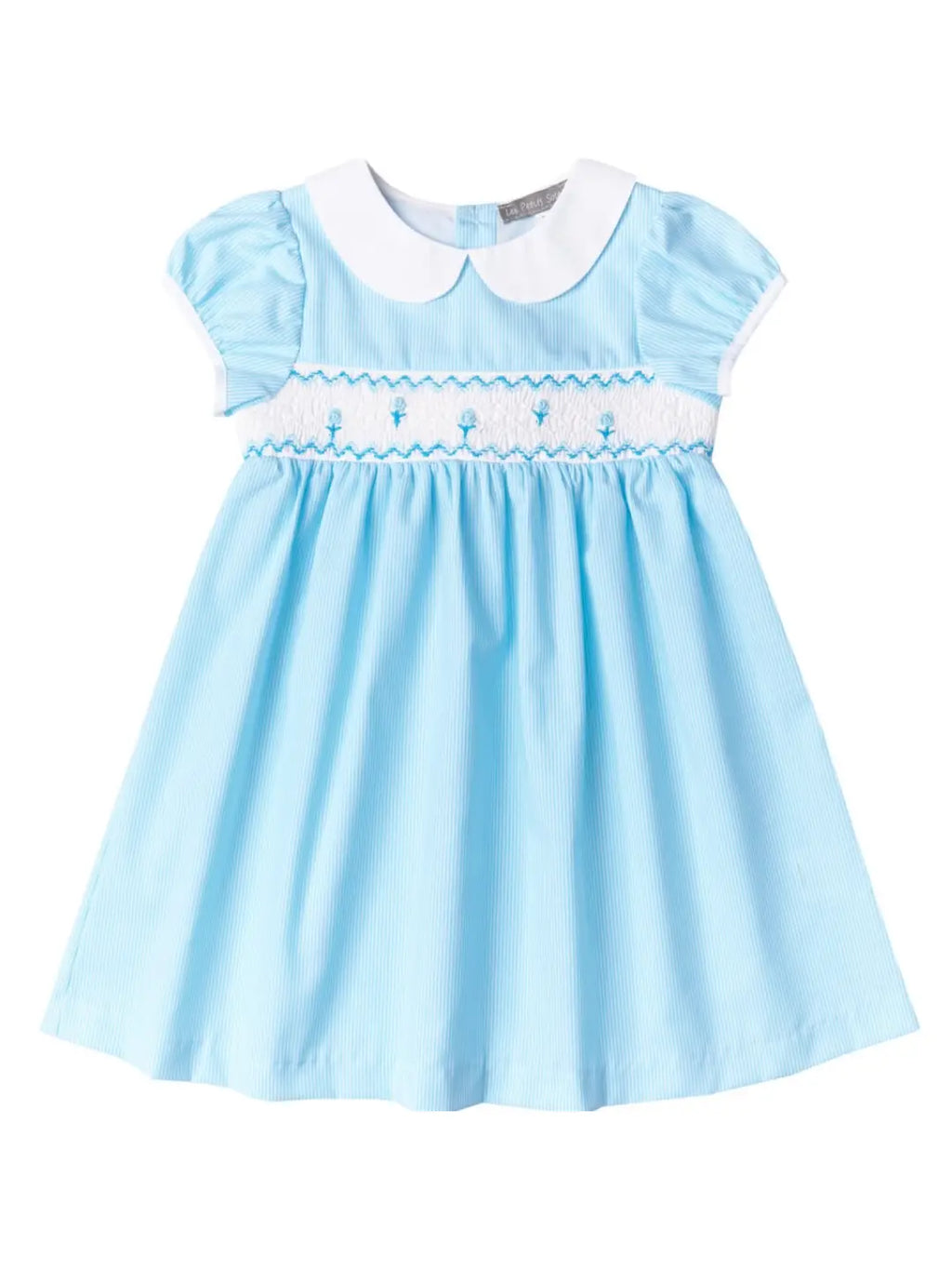 Les Petits Soleils Blue Smocked PSNP151 Peter Puff Sleeve Dress (HE)