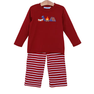 Trotter Street Kids Camping Applique Pant Set TSK-00721