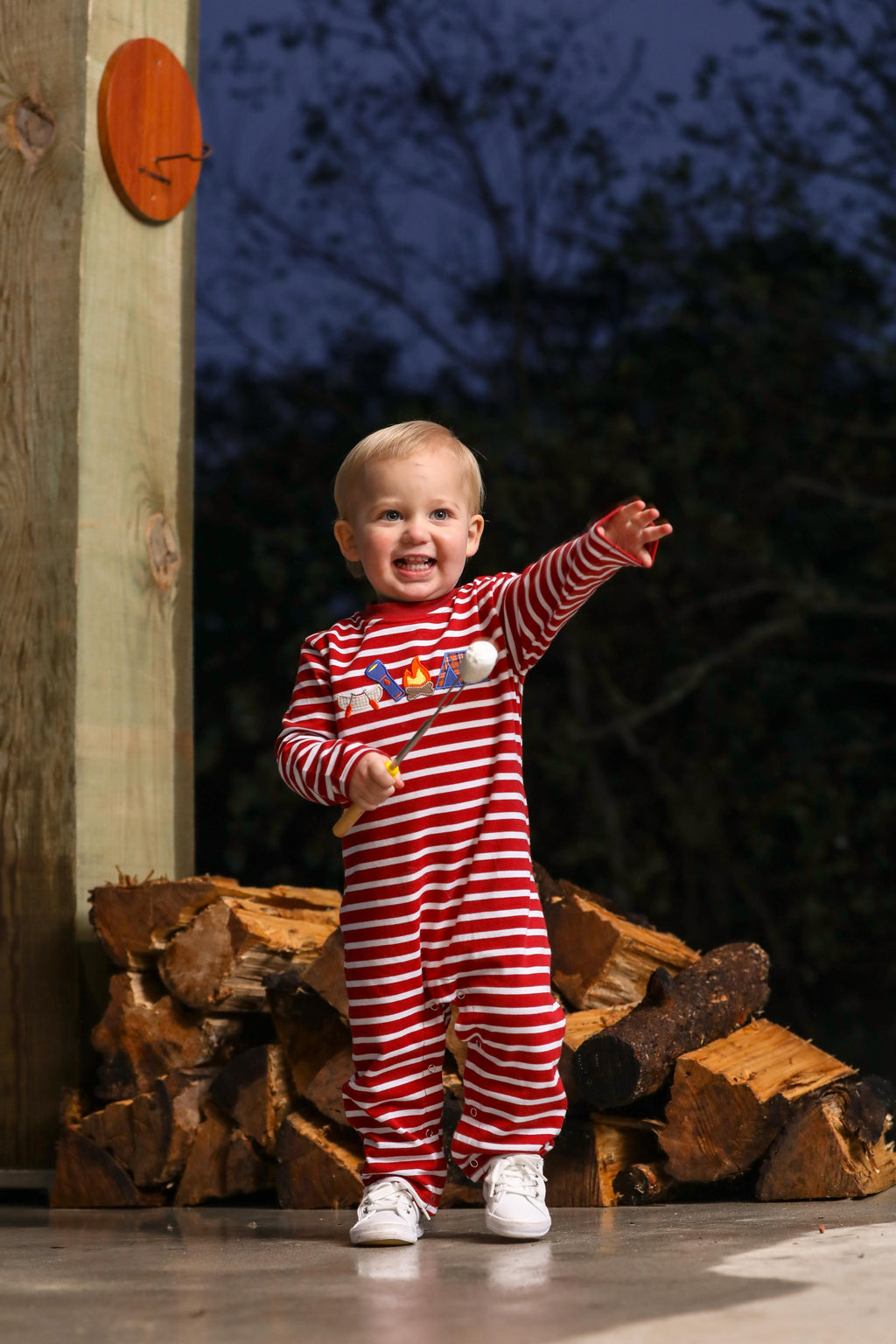 Trotter Street Kids Camping Applique Romper TSK-00720 (HE)
