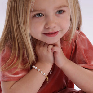 Cherished Moments Charlotte - 14K Gold Plated Pearl and Sparkling Stardust Children's Bracelet (HE)