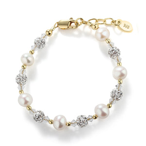 Cherished Moments Charlotte - 14K Gold Plated Pearl and Sparkling Stardust Children's Bracelet (HE)