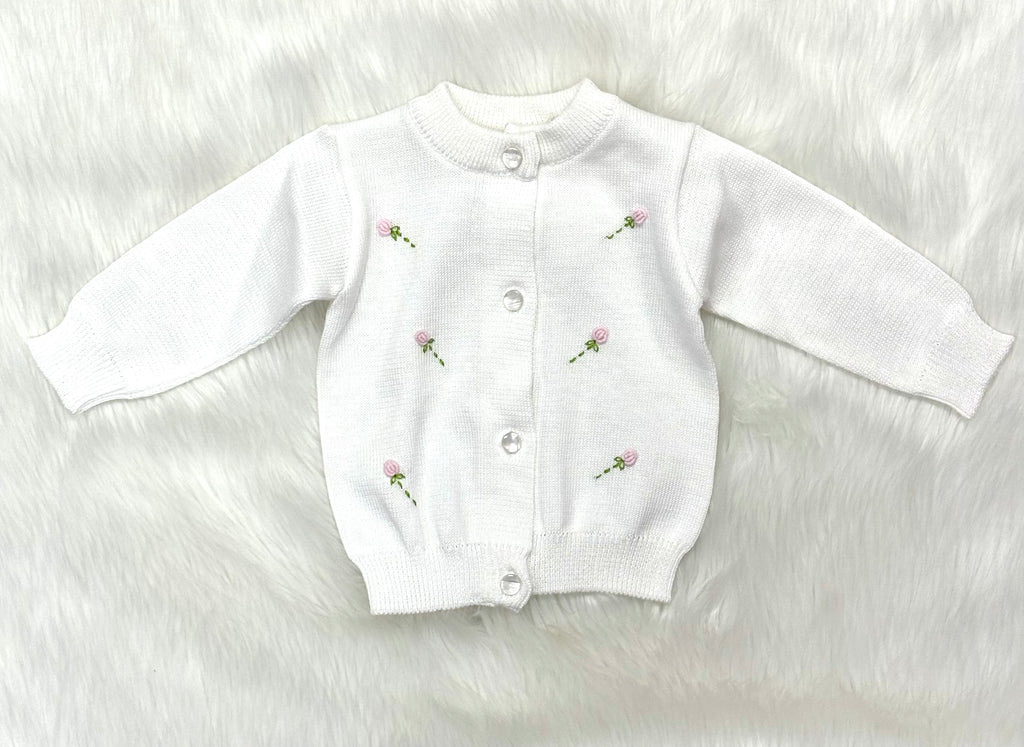 Dolce Goccia White Sweater with Embroidery
