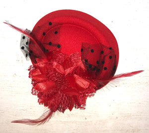 Be girl Red Pillbox Hat Clip