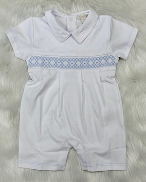 Kissy Kissy KBR10098N CLB Blue/White Hand Smocked Short Playsuit (STHE)