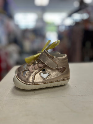 Old Soles Rose Gold/Silver Hearts High Top Sneaker with Velcro (STHE)