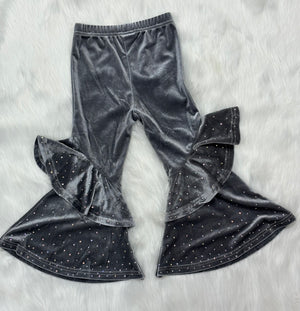 ML Kids Velour Bell Bottoms with Crystal Accents LG0039 (STHE)