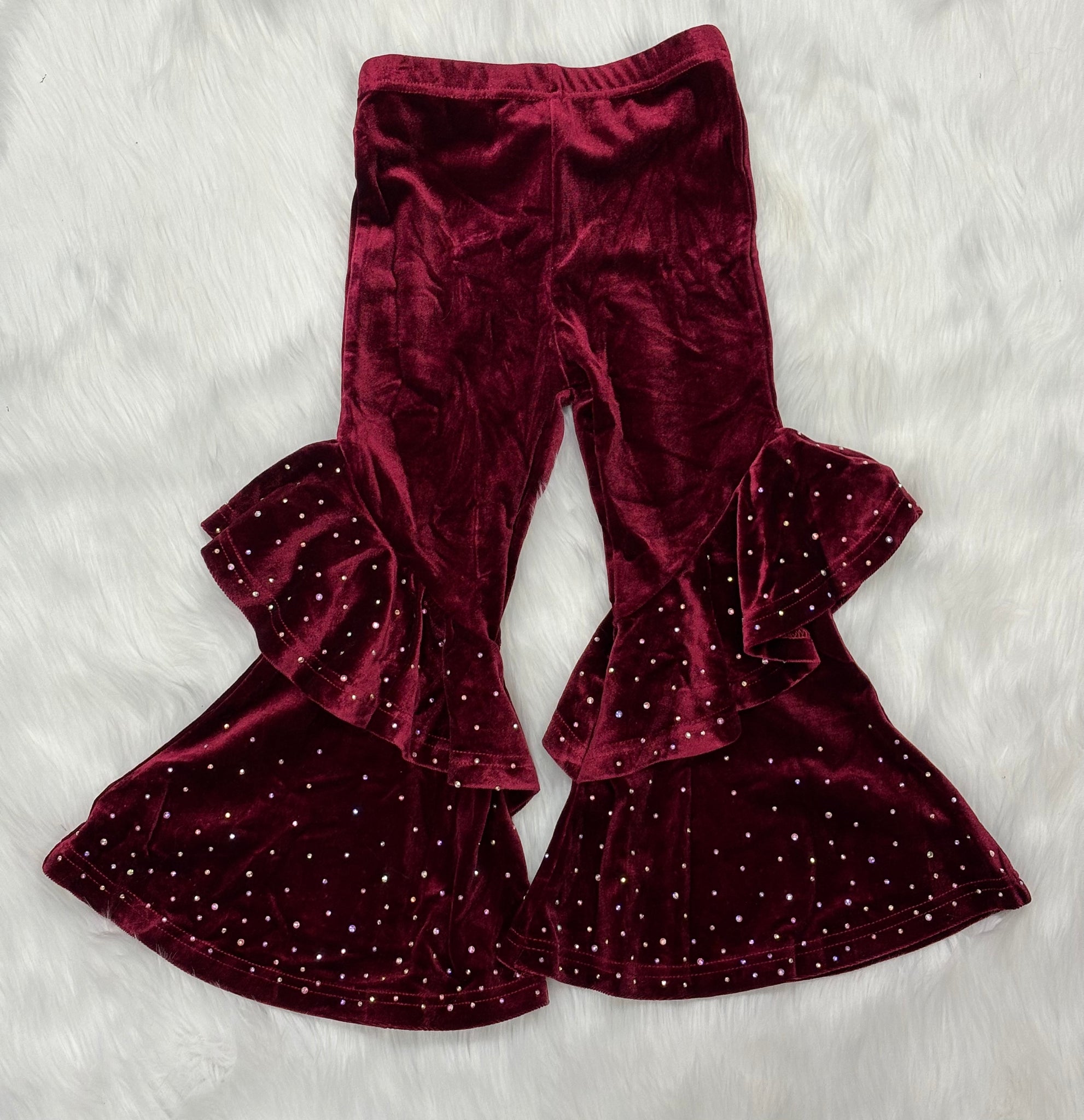 ML Kids Velour Bell Bottoms with Crystal Accents LG0039 (STHE)