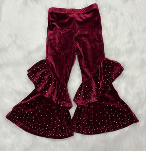 ML Kids Velour Bell Bottoms with Crystal Accents LG0039 (STHE)