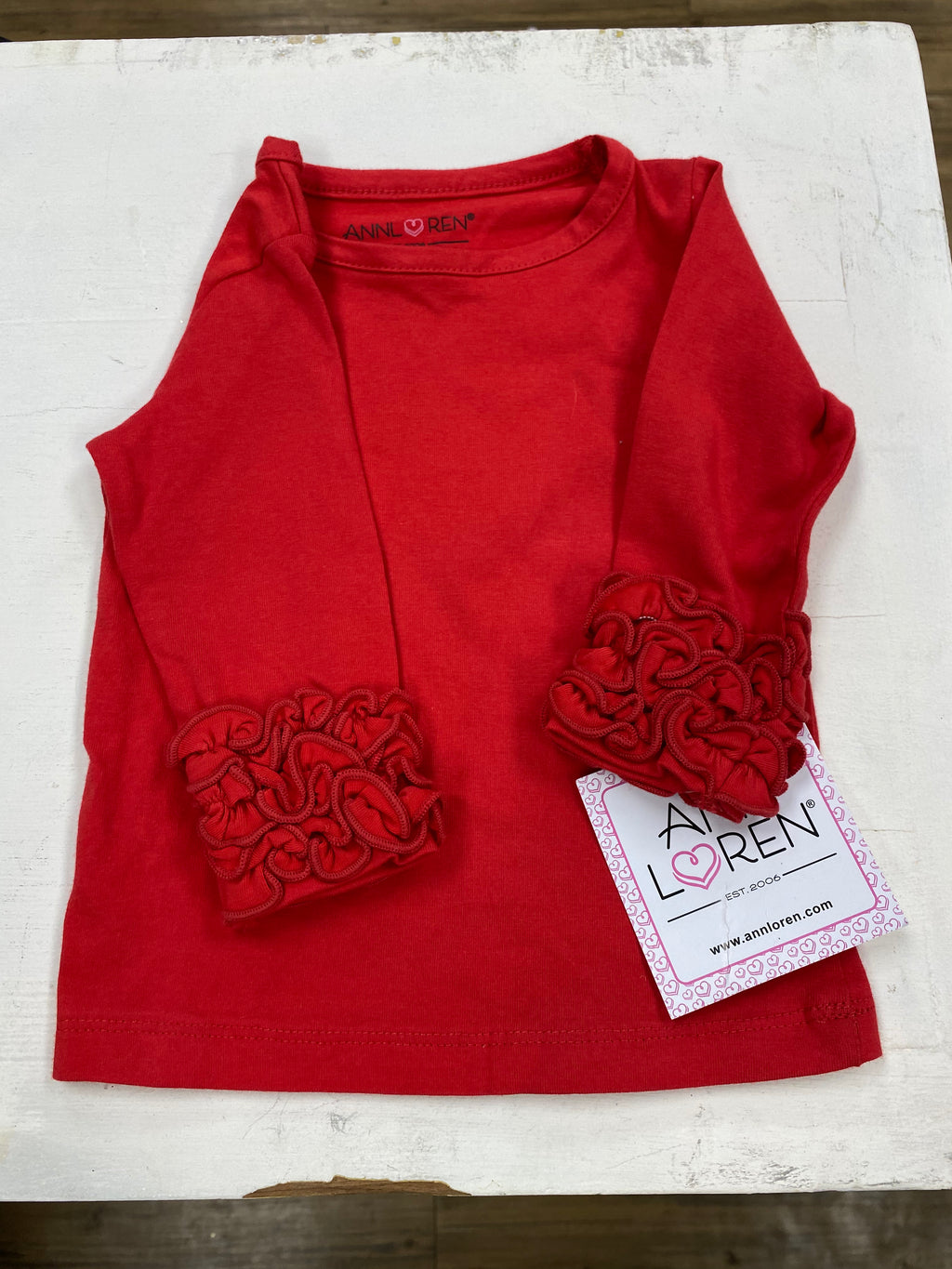 Ann Loren Red Ruffled Long Sleeve Shirt