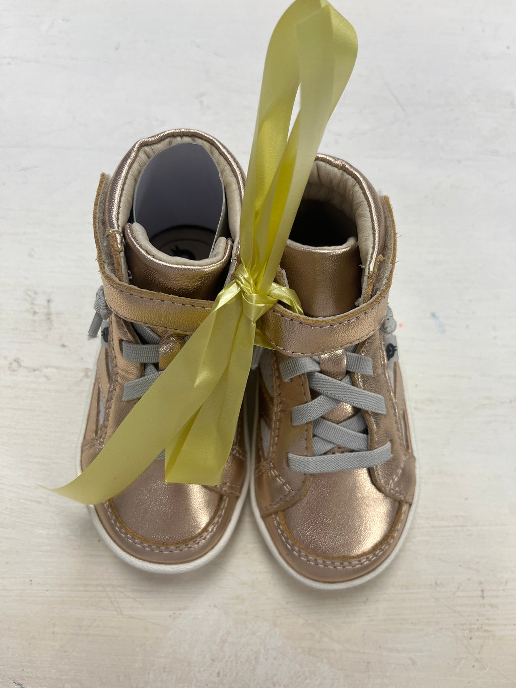 Old Soles Rose Gold/ Light Gray High Top Sneaker with Velcro (STHE)