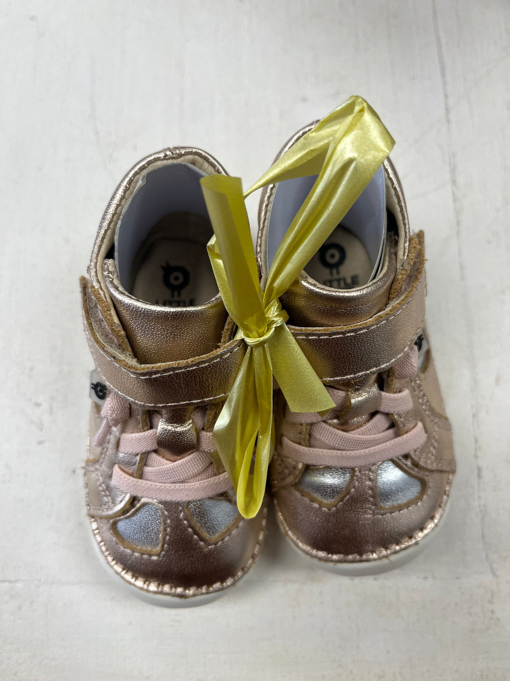 Old Soles Rose Gold/Silver Hearts High Top Sneaker with Velcro (STHE)