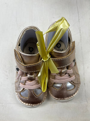 Old Soles Rose Gold/Silver Hearts High Top Sneaker with Velcro (STHE)
